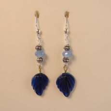 silver, crystal and glass leaf earrings
