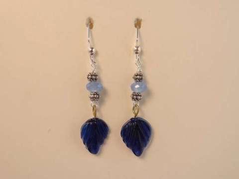 silver, crystal and glass leaf earrings
