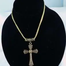 Brass Cross on Olive Leather