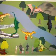 Trachanoids Dinosaur Playset incl. 7 dinosaurs, trading cards and play mat