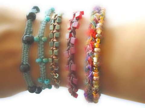 Various Macrame and Woven, Beaded Bracelets