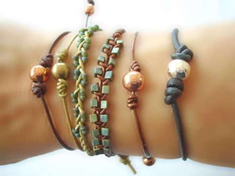 Various Leather and Chain Bracelets