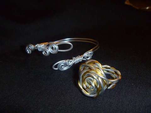 Handmade Aluminum wire bracelet and ring