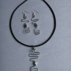 Necklace with a Handmade Aluminum Tarnish Pendant and Aluminum Earrings