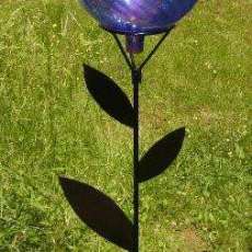 12" Blue Luster Swirl w/ Metal Leaf Stand