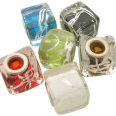 Foil Glass Square Beads