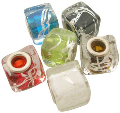 Foil Glass Square Beads