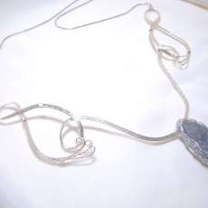 Druzy quartz in Sterling Viking Weave on handmade sterling silver necklace