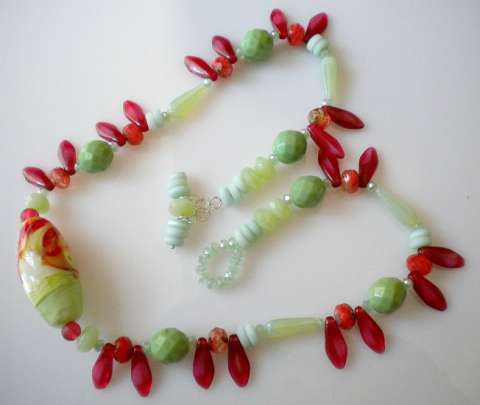 Red Hot Chili Peppers and Cool Mint Handmade Necklace