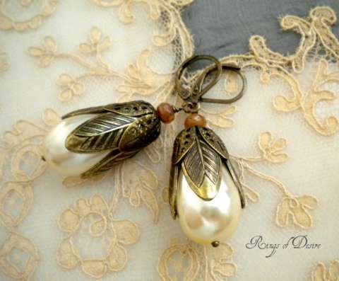 Baroque Pearl and Brass Earrings