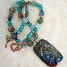 Raku Hummingbird Pendant Necklace