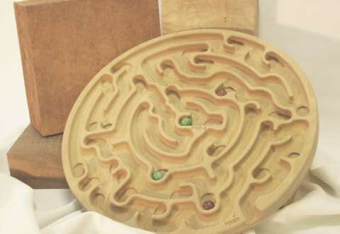 "Old Fashioned" marble puzzle & toy! Wood carved, solid "Beech" hardwood. Meaures  over 15" across!