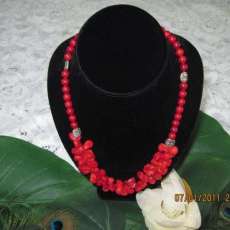 Red Coral Round Stone And Triangle Stone