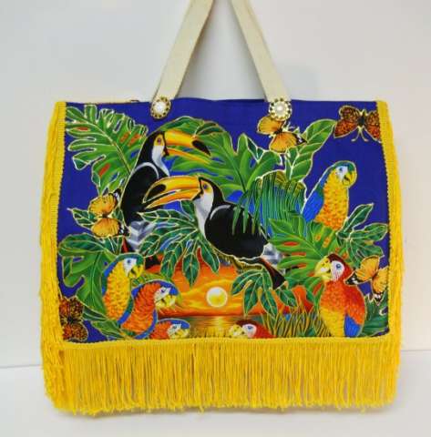  Handcrafted Fabric Applique Designed Handbag.