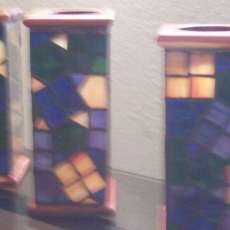 cedar and stained glass candle boxs