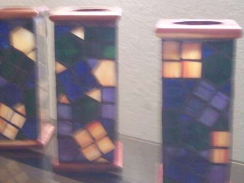 cedar and stained glass candle boxs