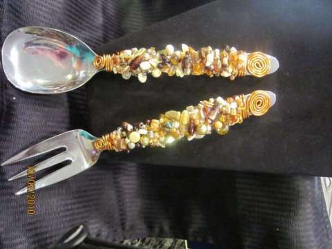 Beaded salad servers