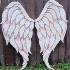 Wood Carved Angel Wings in Sepia Gabriel