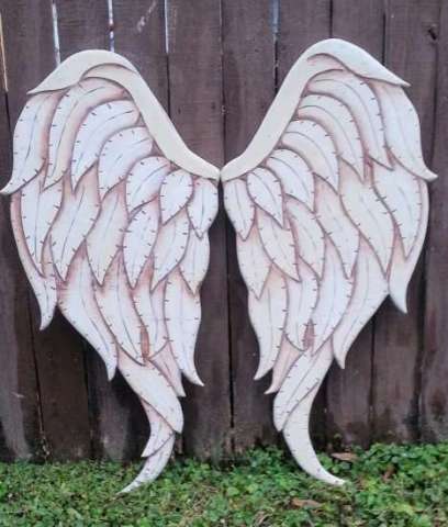 Wood Carved Angel Wings in Sepia Gabriel