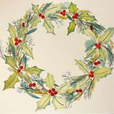 Watercolor Holiday Wreath Painting