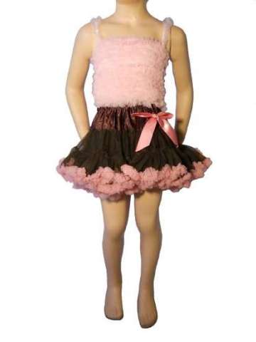 chocolate and pink pettiskirt with light pink ruffle top