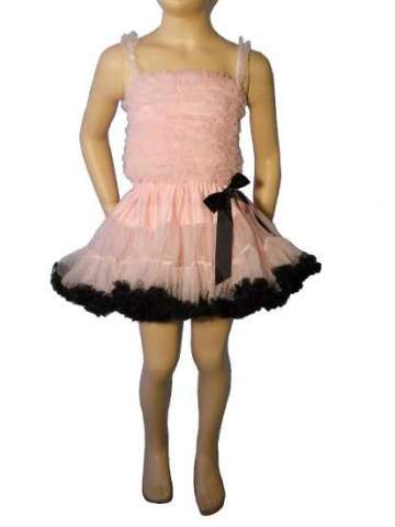 pink and black pettiskirt with pink ruffle top