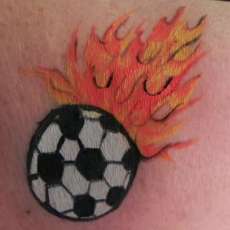 Flaming soccer ball