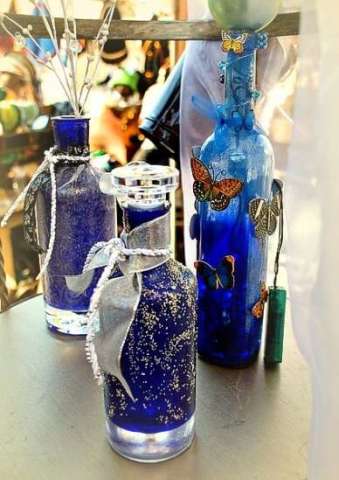 Decanter bottles and lamp