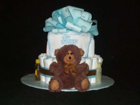 2 Tier Teddy Bear Diaper Cake