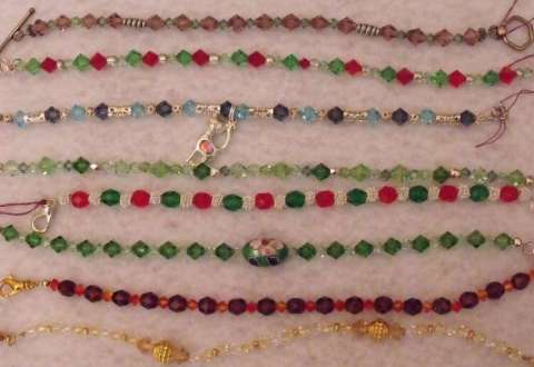 Assorted crystal & gemstone bracelets