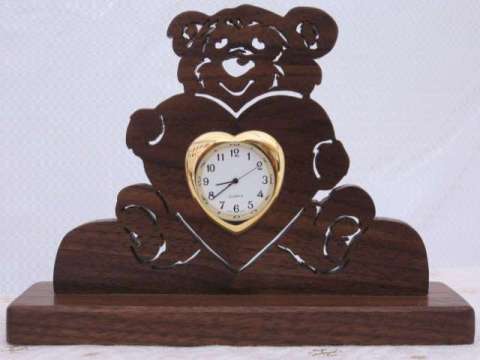 Teddy Bear with gold metal Clock
