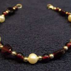 Hancrafted Garnet, Pearl & Sterling Bracelet