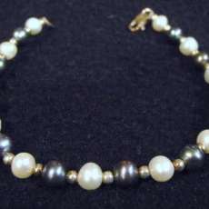 Black & White Pearls with Sterling Bracelet