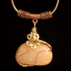 Wire Wrapped Stone and Copper Necklace