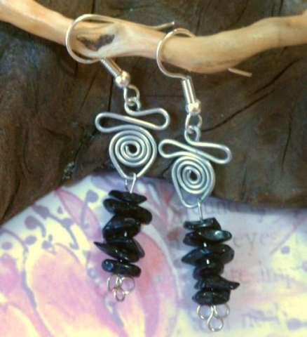 Silver and Onyx Dangle Earrings
