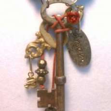 Autumn Colors Vintage Key Collage Necklace
