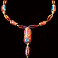 Polyclay Necklace "Mehndi Fire"