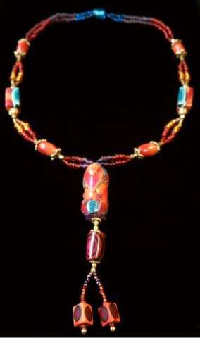 Polyclay Necklace "Mehndi Fire"