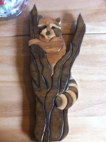 Intarsia raccoon