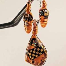 Checked Necklace and Earrings