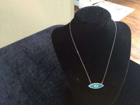 Sterling Silver Evil Eye Pendant Necklace