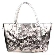 Silver Floral Tote