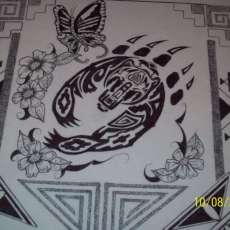 bear paw with butterfly drawing