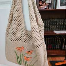 Hand Painted Raffia Bag
