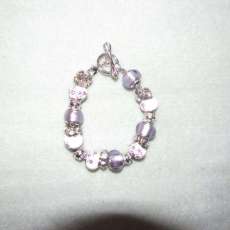 Purple Flowered & Crystal Bracelet