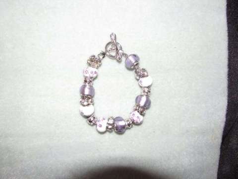 Purple Flowered & Crystal Bracelet