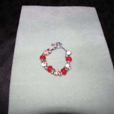Red Flowered Crystal Bracelet
