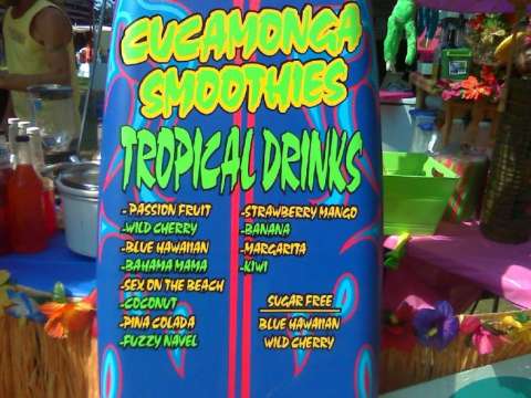 Cucamunga tropical fruit flavored drinks- served in coconut cups