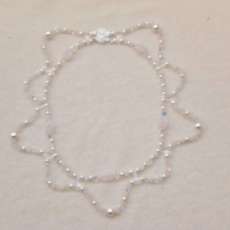 Rose Quartz, Swarovski Crystal, Silver Plate Scallop