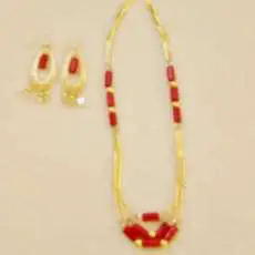 Coral, Swarovski Crystal & Gold Plate Triple Strand
